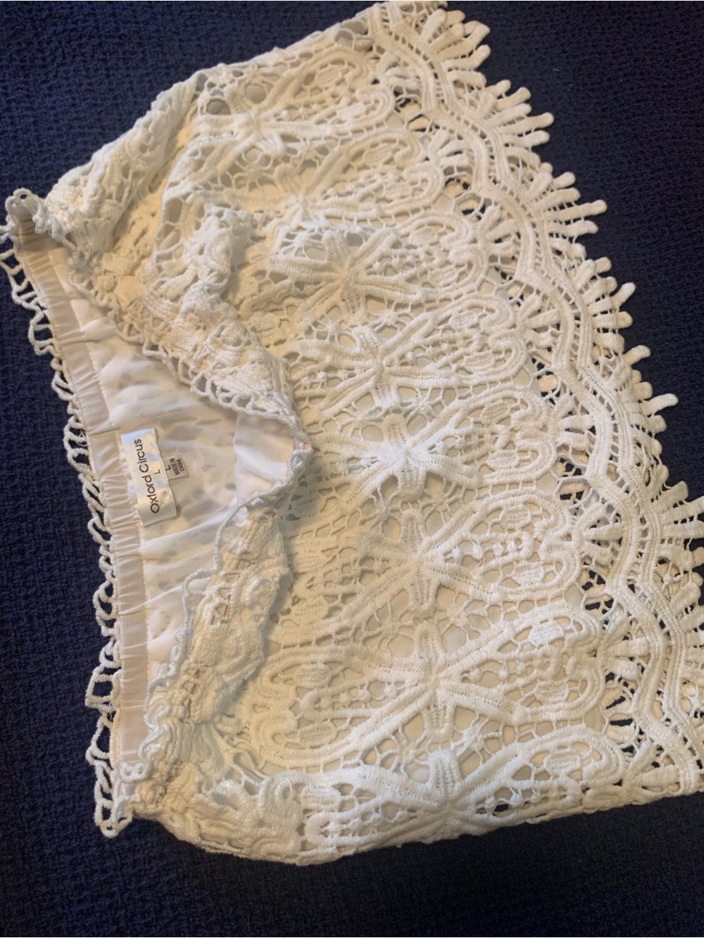 White Crochet Lace Mini Skirt - Women's Elegant Beachwear - Picture 2 of 3